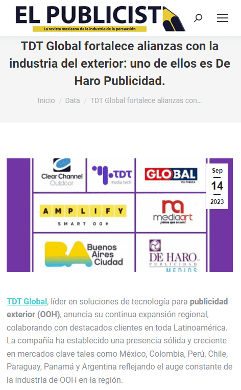 article elpublicista.info tdt-global-fortalece-alianzas-con-la-industria-del-exterior-uno-de-ellos-es-de-haro-publicidad