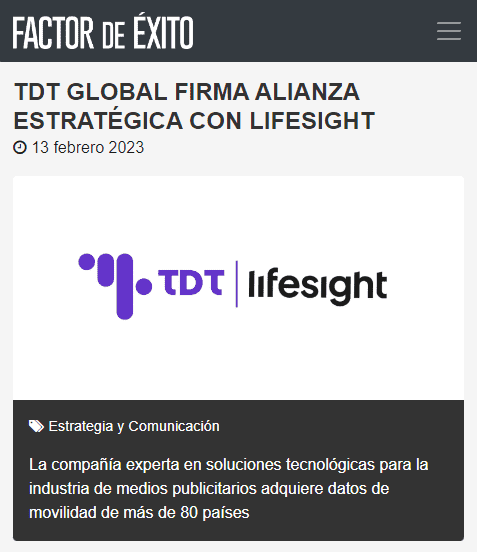 article miami.revistafactordeexito.com tdt-global-firma-alianza-estrategica-con-lifesight